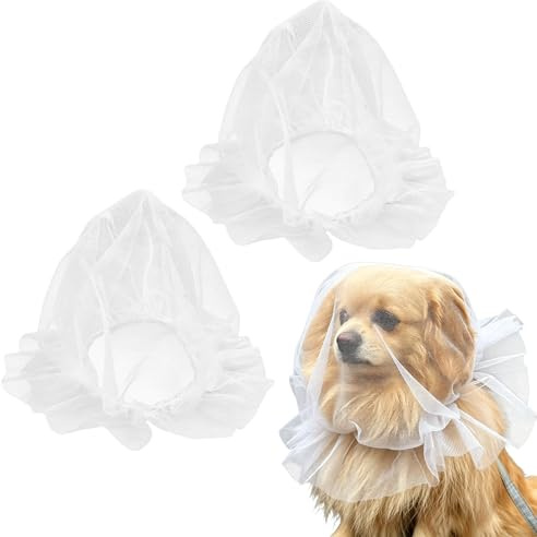 Dog Face Mesh Net,2Pcs Quick Release Mesh Dog Head Cover, Anti Eating Pet Headgear for Cats Small Medium Dogs (White, L (4~15KG))