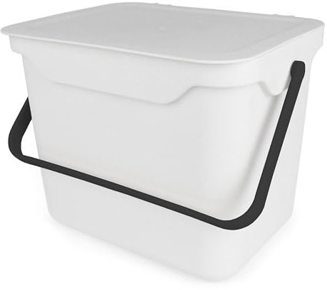 Easy Eco White Compost Caddy/Food Recycling Kitchen Waste Bin - 5 Litre (5L)