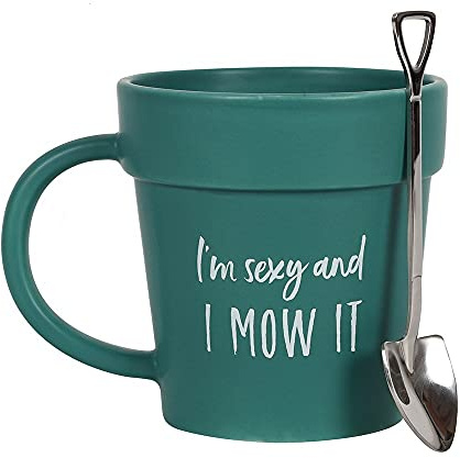 Tableware Plant Pot Shaped Novelty Mug Complete with Silver Shovel Spoon