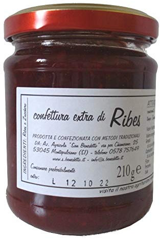 Mermelada extra de grosella San Benedetto - Producto artesanal italiano (1 contenedore 210 gramos)