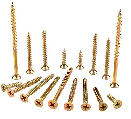 Vis à bois auto-taraudeuses, clous en bois à tête fraisée cruciforme à tête plate, M6-Couleur zinc M6 * 150 mm (60 pièces)