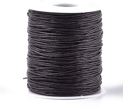 UR URLIFEHALL Cordoncino in cotone cerato, 91 metri, 1 mm, per macramè, perline e braccialetti intrecciati fai da te, colore: marrone cocco