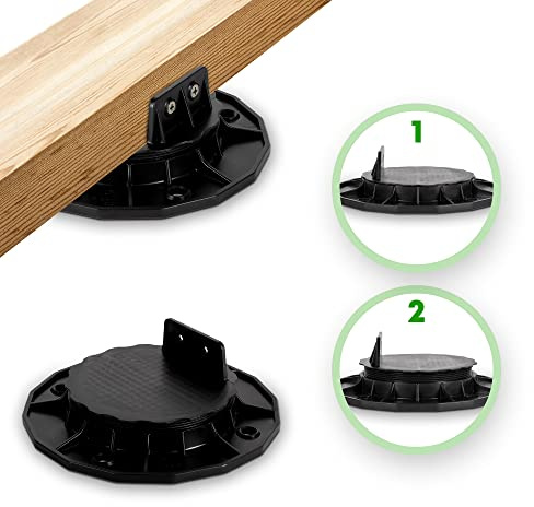 DeToWood 1-400 Stück/Größe: 18-32 mm Stelzlager z.B. für den Terrassenbau, höhenverstellbar (40)