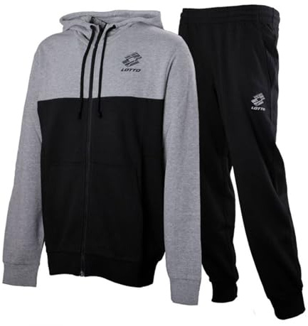 Lotto Tuta Uomo in Felpa Estiva, Completa, Tuta Sportiva Uomo, Morbida per il tuo massimo comfort (8023 FELPA GRIGIO PANT. BLU, L)