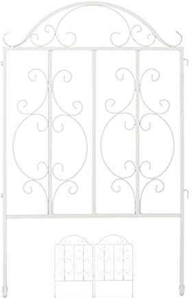 Relaxdays Recinzione da Giardino, in Acciaio, 3 Elementi, Espandibile, Decorativo, Design retrò, HxL:98x190,5 cm, Bianco