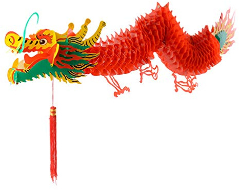 VALICLUD Chinesische Rote Drachen Laternen Papierlaterne Neujahr Dekoration Hängende Laternen Kunststoff Lampions Girlande für 2022 Chinesisches Neujahr Frühlingsfest Silvester Feng Shui Deko 1M