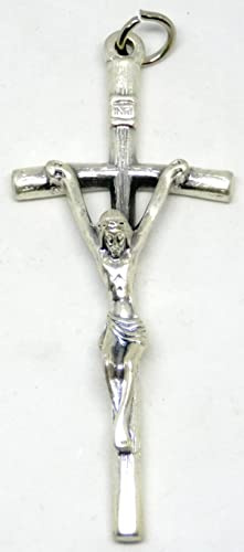 GTBITALY 10.231.30 ARG Cruz Pastoral Papa Juan Pablo II Galvanizado Plata Papa con Anillo 8 cm