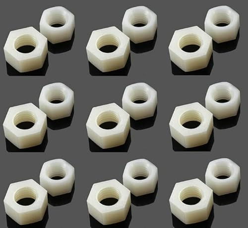 TERF® M16 Dado esagonale esagonale M16 (16 mm) in nylon bianco Hex Dadi completi, confezione da 4