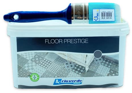 Kit Rio Verde Renner Floor Prestige 2,5LT + Pennello Waga Paint 50mm Vernice ad Alta Resistenza per Pavimenti (ANTRACITE - RB 2470)