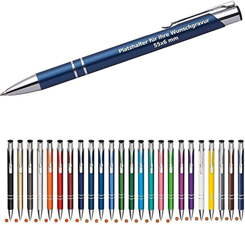 WPRO Kugelschreiber Cosima im 100er-Set, türkis – personalisierbar mit Gravur, aus Metall, mit blauschreibender Großraummine - ideal als Werbegeschenk, für Büro, Messen oder Kundenpräsente