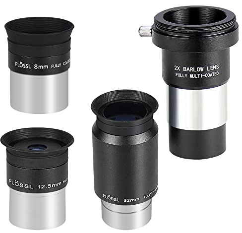 CelticBird Telescope Accessory Kit with 1.25inch Plossl Premium Telescope Eyepiece Set 8mm/12.5mm/32mm Plossl Eyepieces Lens and 2X Multicoated Barlow Lens T Adapter