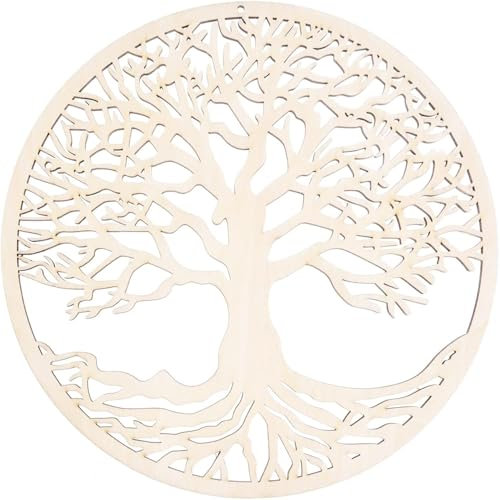 TSKDKIT Quadro albero della vita in legno, Sculture Mandala Quadri Decorazione da Parete 28 cm, Scultura D'arte da Parete Per Decorazione Della Casa Del Giardino Esterno Dell'interno Ufficio