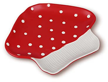 RESVUGA Assiette à goûter en forme de champignon, assiettes à dessert en céramique à pois de 20,3 cm, jolies assiettes à sushis, pâtes et plus encore.