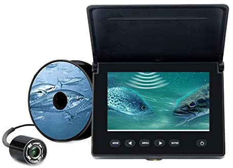 Samnuerly Fish Finder Professionale Fotocamera per la Pesca Subacquea Videocamera LCD da 4,3 Pollici Videocamera Subacquea Fish Finder con Asta di Ancoraggio Pesca sul Ghiaccio
