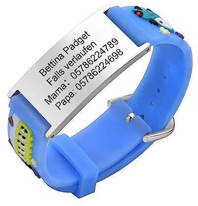 Notfallarmband SOS Armband Kinder Telefonnummer - Wasserfest Silikon Anti Verloren Kinder Namenarmband Identifikationsarmband Kinderarmband Personalisiertes Medizinisches ID Armband für Mädchen Jungen