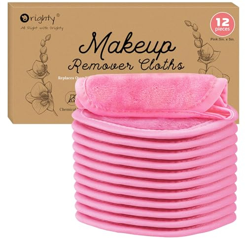 Orighty Lot de 12 chiffons démaquillants réutilisables pour enlever instantanément la saleté avec juste de l'eau, 12,7 x 12,7 cm (rose)