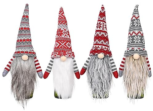 KY-Tech Christmas Wine Bottle Covers, 4pcs Cute Christmas Decoration Faceless Santa Doll Christmas Bottle Bags Wine Decorative Cover Ornaments Xmas Party Decoration (Style D)