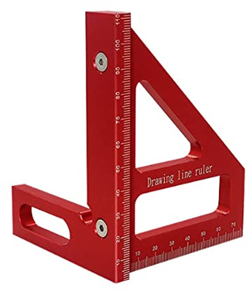 FTEYJEUIOTY Woodworking Square Protractor Aluminum Alloy Miter Triangle Ruler Layout Measuring Tool for Carpenter -Red