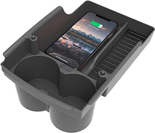 YAsao Car wireless fast charger for Tesla Model S/Model X 10W Qi Wireless Phone 3-Coil induction Charger Pad Console Organizer with Dual Cup Holder Center 11/XS/XR/X/SE/8P/8, S20/S10/S9/S8