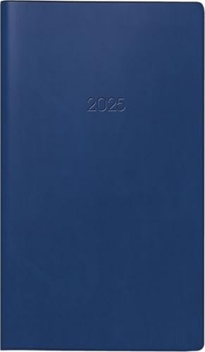 BRUNNEN Taschenkalender Modell 758 (2025), 1 Seite = 1 Woche, A6, 80 Seiten, Kunststoff-Einband, dunkelblau