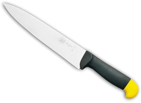 BLUE FARM | Due Buoi knives. 841 Coltello macellaio inox, legno e ottone Coltello macellaio trinciante da mm 240