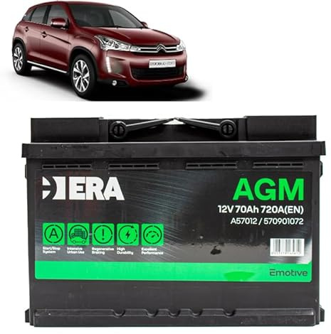 Batteria 70Ah A.G.M. per Citroen C4 Aircross 1.6 1.8 HDI gasolio 2010+