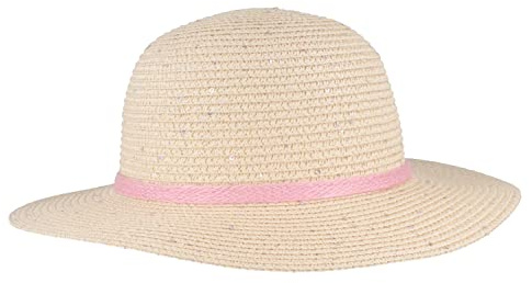 Barn stråhatt strandhatt färgglad barnklocka – hopvikbar och flexibel – för flickor beige ros 52, Beige ros, 52 cm