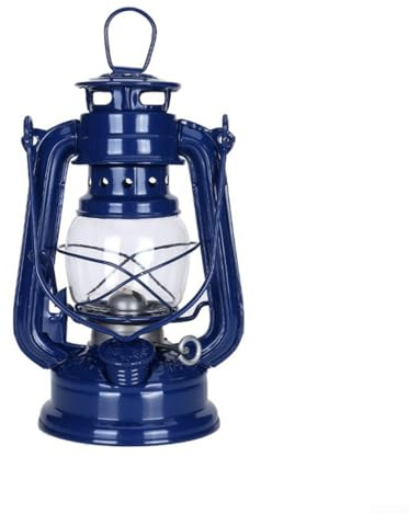 EasyByMall Retro Kerosin-Lampen, Vintage-Öllampe mit Griff, Öllampe, Tischlaternen für Haus, Garten, Camping, Citronella (dunkelblau, 25 cm)