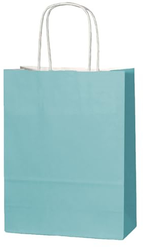 Thepaperbagstore 50 Petrolgrün kleine Papiertüten mit Henkel 18 x 22 x 8 cm | Farbige, recycelbare Kraftpapiertüten für Süßigkeiten, Geschenke, Hochzeiten, Partys & Events.