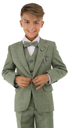 Costume Formel texturé 8 pièces pour garçons - Coupe Slim pour Pageboy 222 Vert, âge 6 années