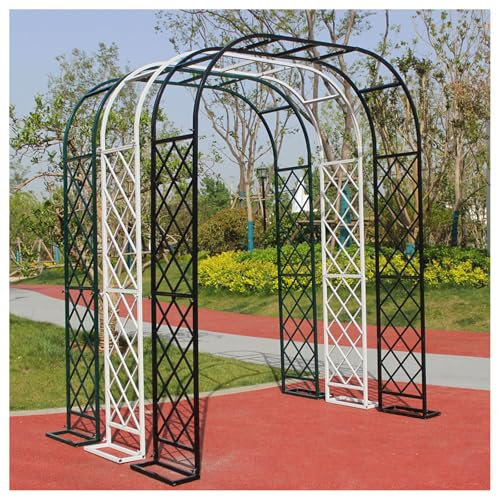 Arche de Jardin Fer Forgé,Grimpantes Treillis d'Arche,Arc de jardin en métal demi - Arche,pour Cérémonie,Mariage,Jardin, Intérieur Extérieur Décoration,Fête de Mariage,C(Size:180*230*40cm,Color:noir)