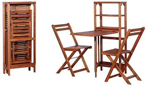 Buzaza 3-TLG. Bistro-Set BalkonmöBel Set Bistroset Balkonset Gartengarnitur Sitzgruppe Bistrosets Balkon MöBel Klappbar Massivholz Akazie