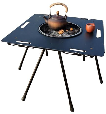 Brasero d'extérieur carré 3 en 1 avec dessus amovible en métal pour barbecue et camping