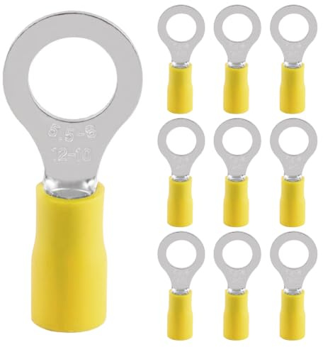 10 Pezzi Connettori ad Anello,Connettore ad Occhiello,Capicorda Preisolati PVC,4,0-6,0 mm² giallo foro Ø M8 RV,per collegare elettricamente gli cavi