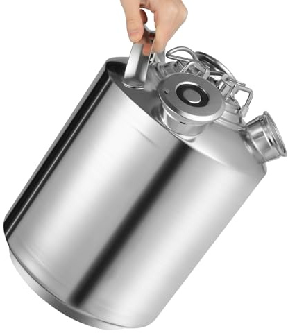 Tyvotrend 10 L Bier Reinigungsbehälter, Edelstahl Bierreinigung Kann, Bierreinigungsfass mit 3 Kopf, Griff, Biermaschine Beer Cleaning Can, für Heimbrauen Hotelbar Kneipe, Silber