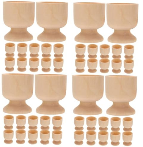PRETYZOOM 4 Juegos Bandeja De De Pascua Falso Chicos Juguetes Pequeños Cajas De Cartón Grandes De Pascua Huevera Decorativa Taza Estera Plato Cesta Tapa Madera 12 Uds * 4