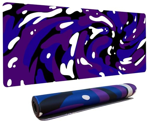 Fluid Pattern XXL Mouse Pad,Super Thick Waterproof Fluid Pattern Large Gaming Mousepad with Stitched Edge,Mouse Computer Desk Accessories,Non-Slip Base Mouse Keyboard Mat 800X400X4mm (Fluid Purple)