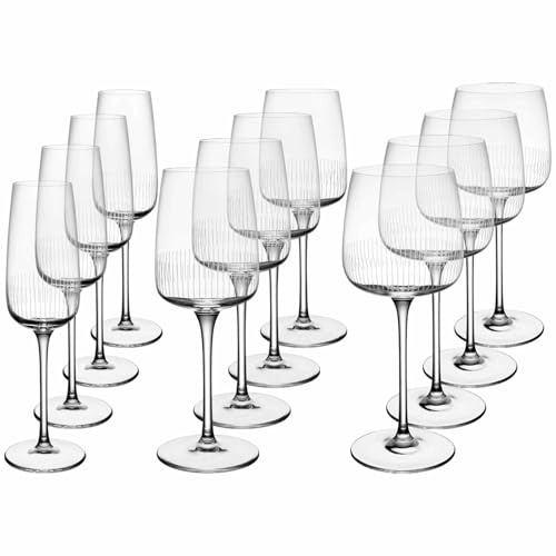 Villeroy & Boch Afina Wein- und Sektgläser-Set 12-teilig, Rotweingläser (200 ml) Weißweingläser (125 ml) und Champagnergläser (120 ml) für 4 Personen, Spülmaschinenfest, Kristallglas