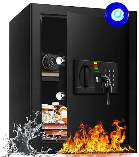 AltiKeep Security Steel Large Safe with LED Light Digital Keypad, 60L Home Safe Box with Fireproof Bag, Secure Cash, Jewelry, Removable Shlef, Money Storage Box For Home,Office, Hotel, 31 x 35 x 50cm