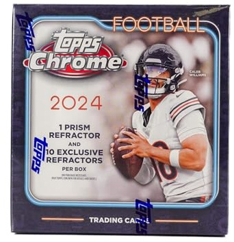 2024 Topps Chrome Football 7-Pack Trading Card Mega Box (1 Prism Refractor + Ten Rookies Per Box!)