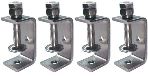 Ponezg Set di 4 morsetti a C da 20 – 50 mm, morsetti a vite, piccoli in acciaio inox C, morsetti a vite in metallo, piccoli morsetti a morsetto, M8 M10, morsetto a vite C