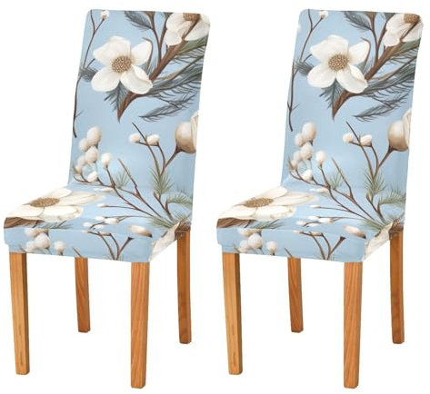 ODAWA Stuhlhussen Vintage Magnolie Beige Stuhlhussen 2er Set für Esszimmer