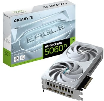 GIGABYTE GeForce RTX 5060 Ti Eagle OC ICE 8G Carte graphique 8 Go 128 bits GDDR7, PCIe 5.0, système de refroidissement WINDFORCE, GV-N506TEAGLEOC ICE-8GD Carte vidéo
