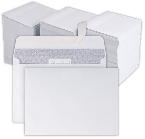 100 Stück Briefumschläge C6 ohne Fenster - Kuverts weiß selbstklebend 114 x 162 mm