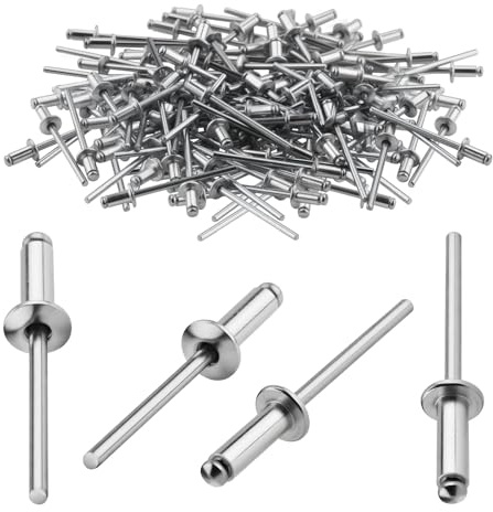 TXXATX 4,8x10 mm Remaches Aluminio 120 Piezas Remaches Flor Plateada Remaches Ciegos Cabeza Domo para Metal Madera Plástico Muebles Automóviles Marinos Conexión y Fijación