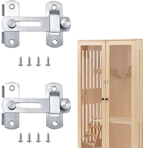 2 Stück Türriegel Edelstahl,Riegel Tür mit 8 Schrauben,Riegelschloss,Torriegel,Gartentorfalle,für Schlafzimmer Badezimmer Fenster Tür Schiebetür