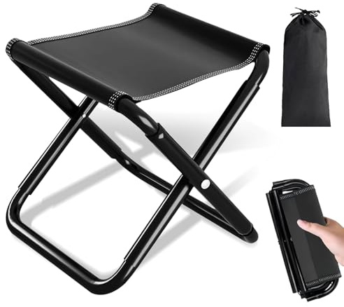 YuLiMirich Klapphocker Campinghocker 200kg (440lbs) - 30cm Camping Hocker, Tragbarer Klapphocker Faltbar mit Aufbewahrungstasche, Hocker Klappb für Angeln, Reisen, Garten, Strand, Wandern, Grillen