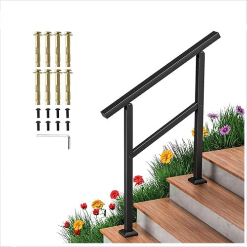 ININOSNP Barandilla Flotante para escaleras Pasamanos de Escalera Exterior de Hierro Forjado, pasamanos for escalones de hormigón(38.78x39.69inch)