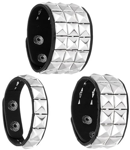 Sorcristy 3PCS Studded Bracelet, Leather Bracelet For Men Women, Studded Arm Band, Goth bracelets, Emo Accessories Rock Concert Outfits for Women Men, Unisex Halloween Accessories