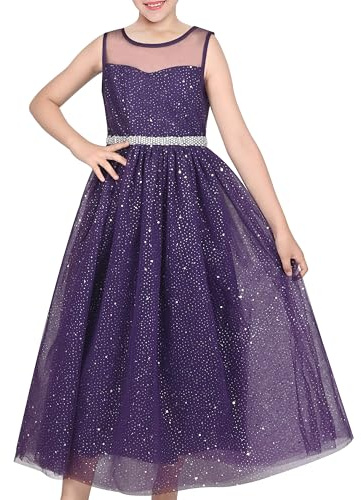 Mädchen Kleid Blume Spitze Top Burgunder Farbverlauf Rock Ärmellos Gr. 110-158